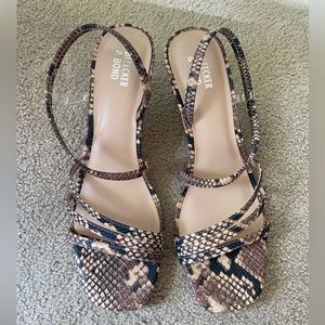 Snake skin print scrappy low heel sandal